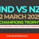 ind vz nz champions trophy 2025 live streaming info